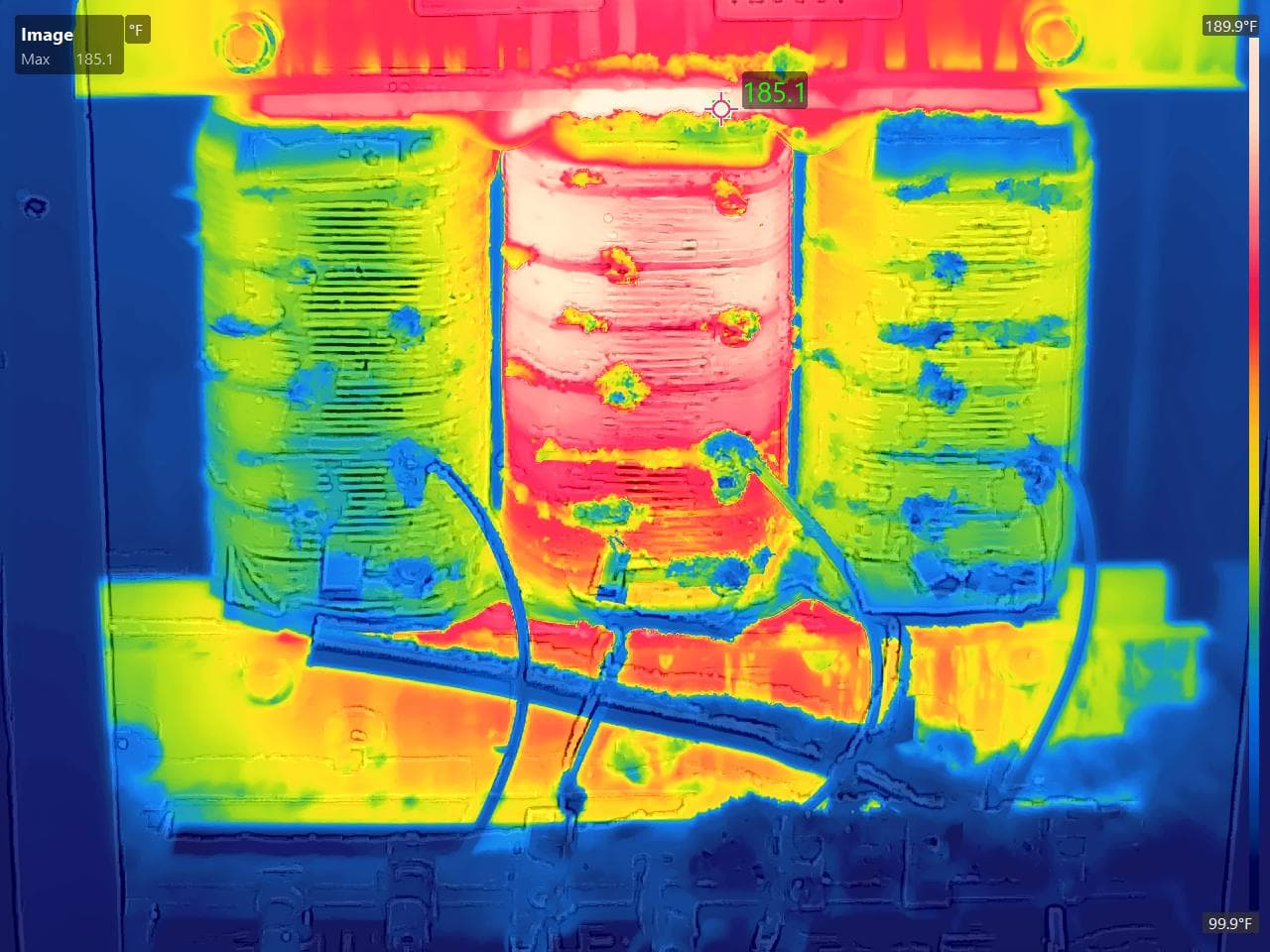 Thermal image: Overheating coil on a dry-type transformer